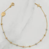 Pulso Denario Virgen Milagrosa Cruz 2.05g / 7 in / 3mm Tres Oros 18K