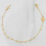 Bracelet Rosary Miraculous Virgin Cross 2.1g / 7 in / 3mm Yellow Gold 18K