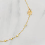 Bracelet Rosary Miraculous Virgin Cross 2.1g / 7 in / 3mm Yellow Gold 18K