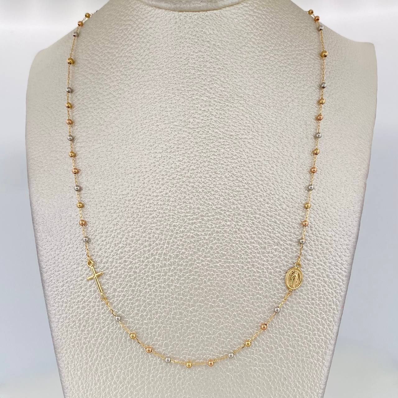Cadena Denario Virgen Milagrosa 2.75g / 18 in / 2mm Tres Oros 18K