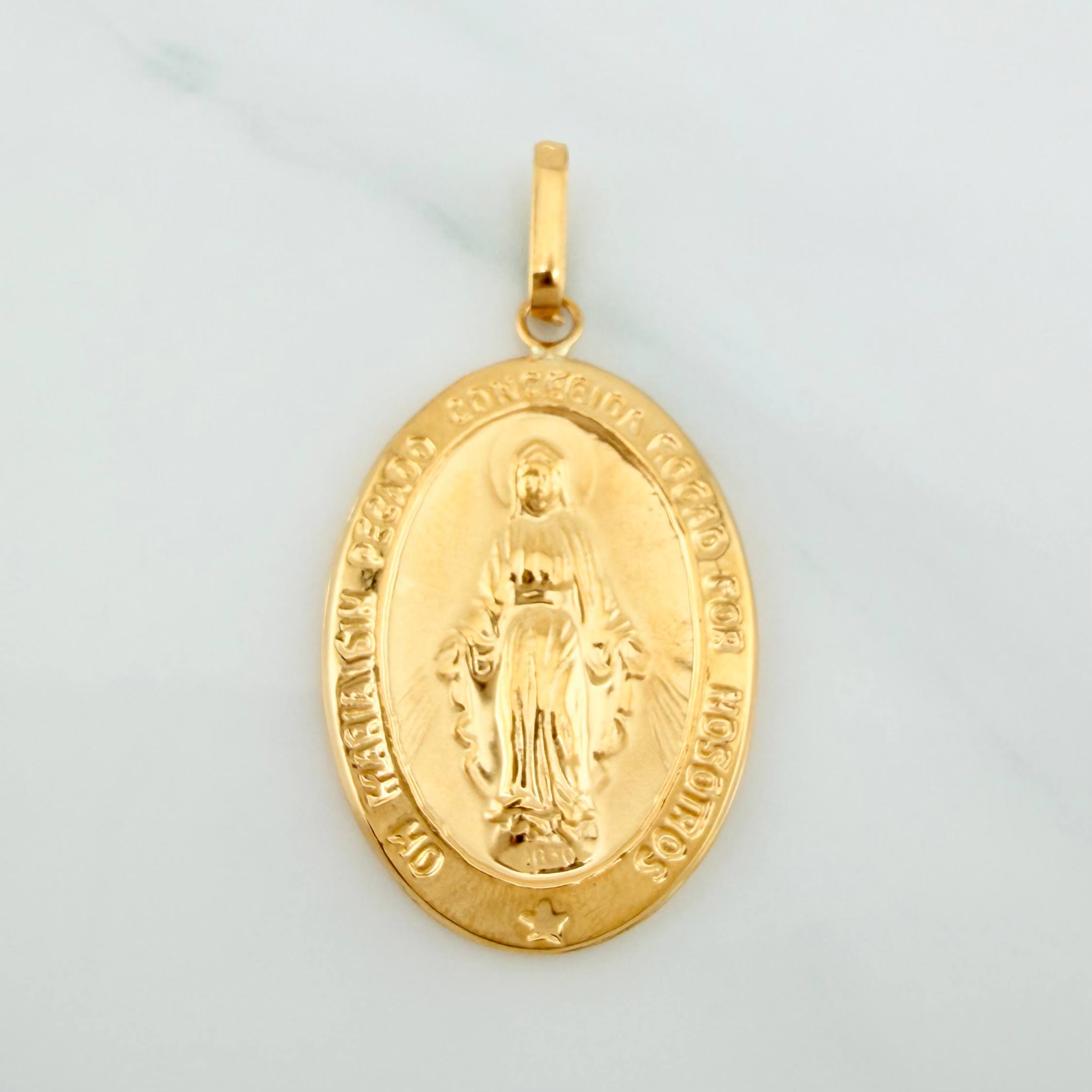 Pendant Virgen Milagrosa 3.2 g / 1 1/2 in Yellow Gold 18K