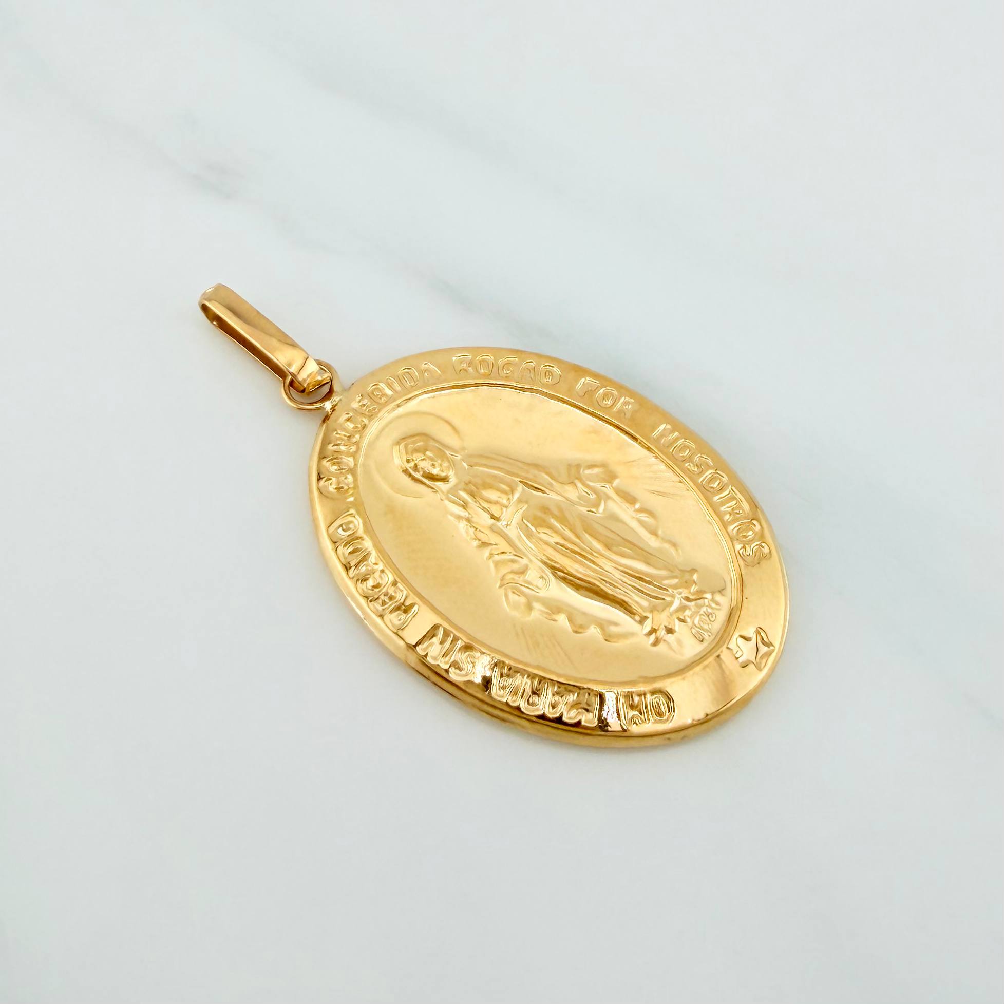 Pendant Virgen Milagrosa 3.2 g / 1 1/2 in Yellow Gold 18K