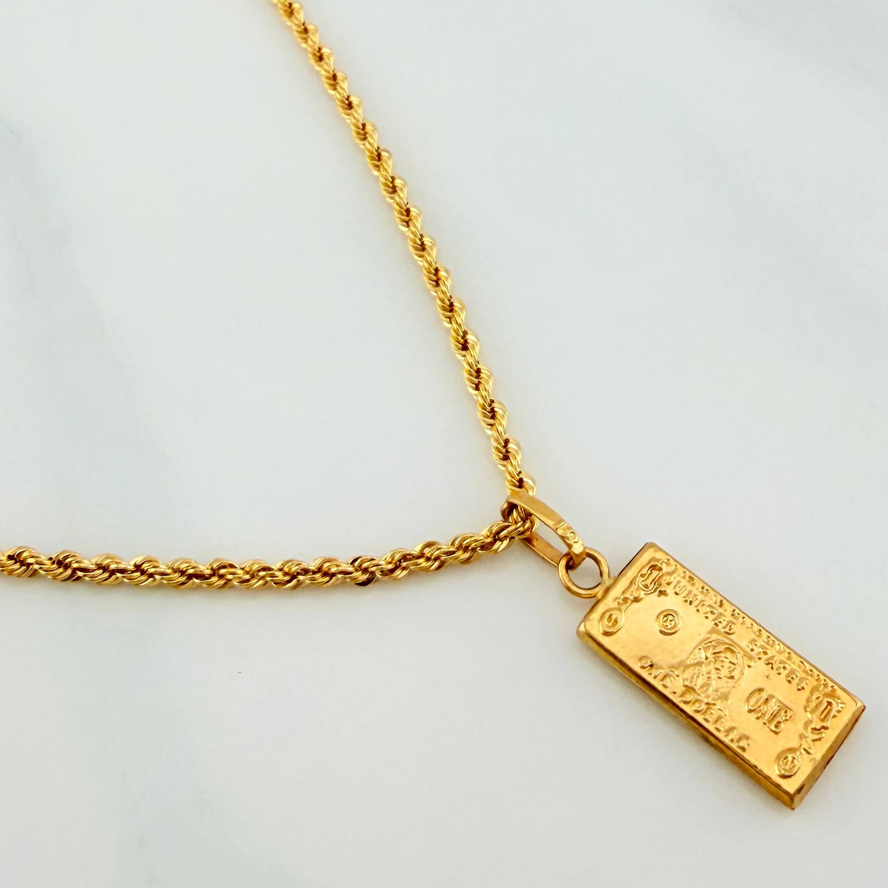 Rope Chain Set + One Dollar Pendant / 2.8gr / 23 3/4 in Yellow Gold 18K