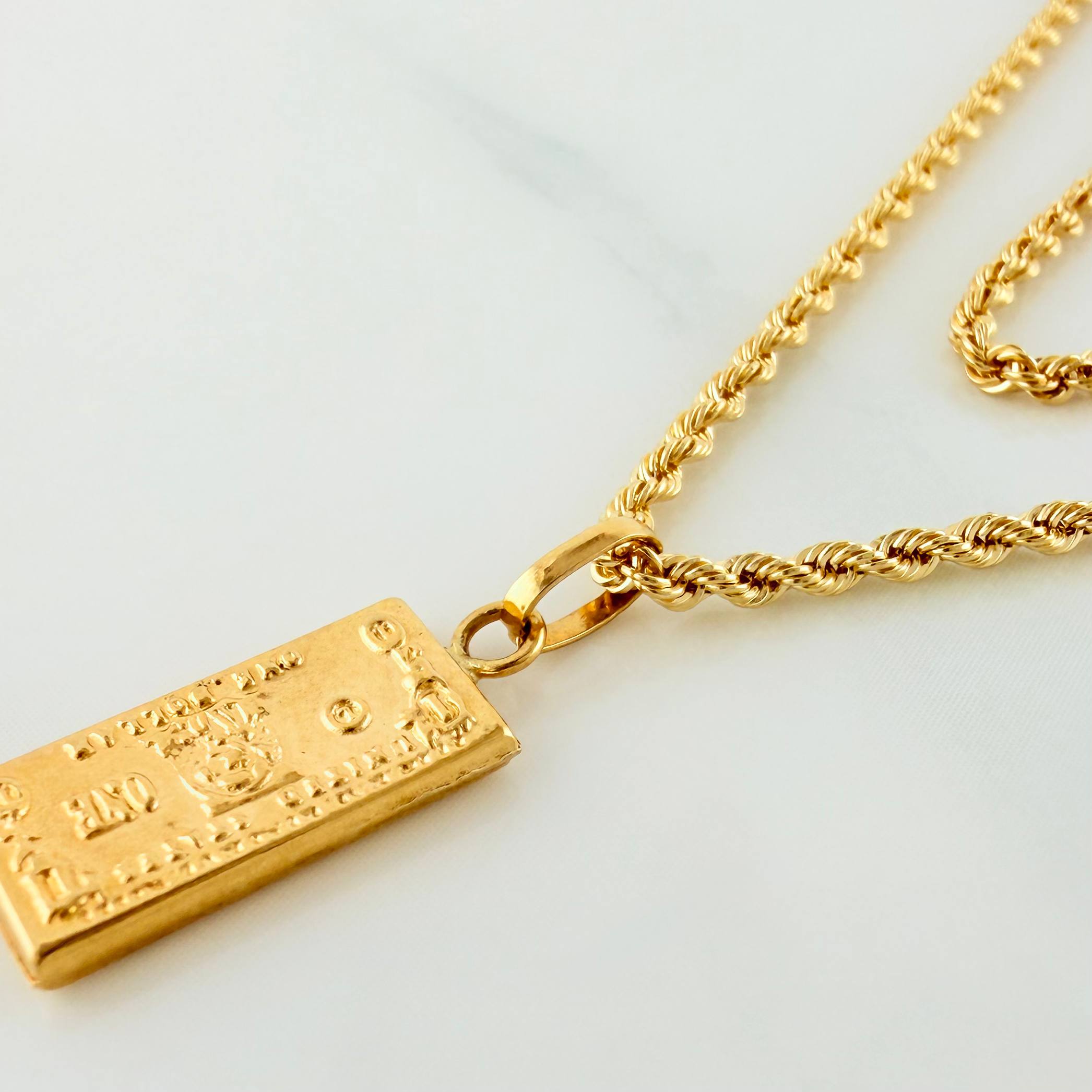 Rope Chain Set + One Dollar Pendant / 2.8gr / 23 3/4 in Yellow Gold 18K