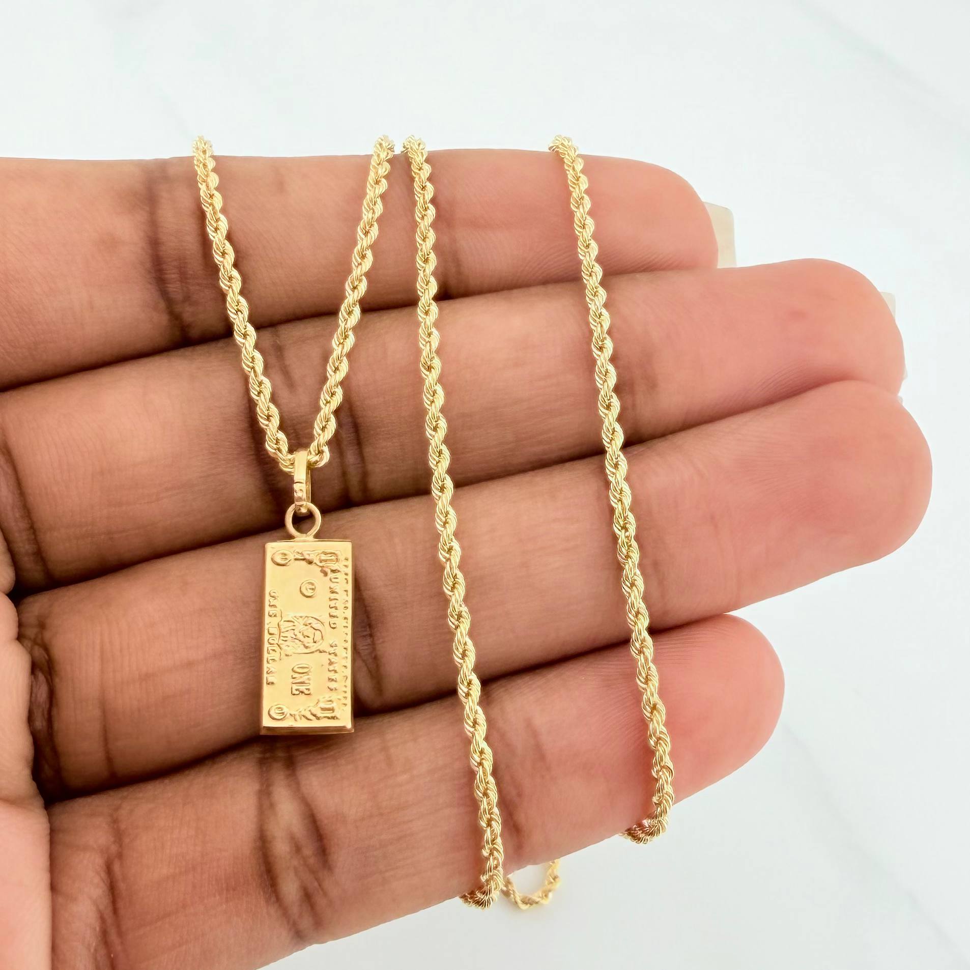 Rope Chain Set + One Dollar Pendant / 2.85gr / 23 3/4 in 18K Yellow Gold