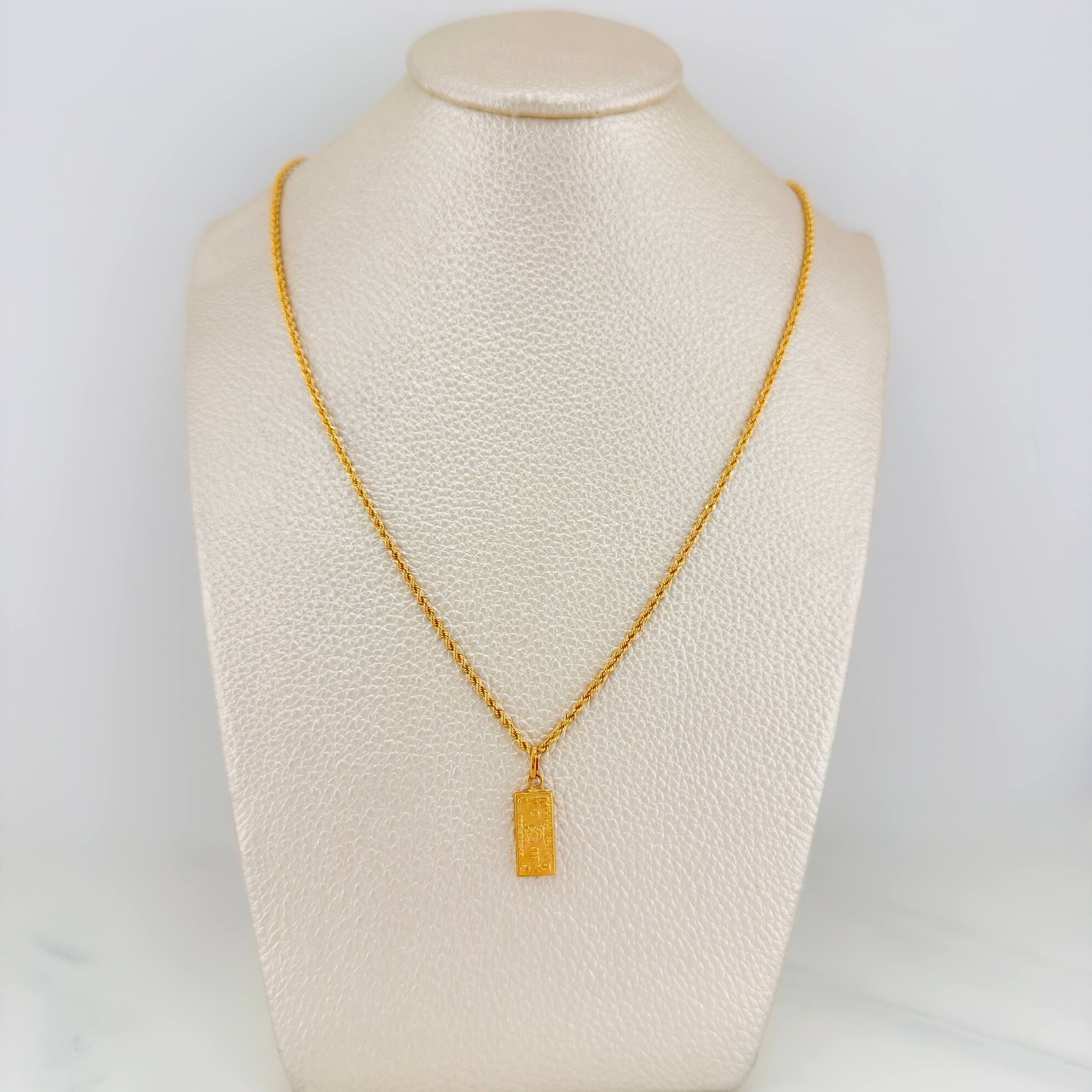 Rope Chain Set + One Dollar Pendant / 2.8gr / 23 3/4 in Yellow Gold 18K