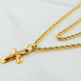 Rope Chain Set + Christ Cross Pendant / 2.85gr / 23 3/4 in 18K Yellow Gold