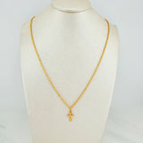 Set Cadena Lazo + Dije Cruz Diamantada / 2,75gr / 23 3/4 in Oro Amarillo 18K