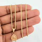 Set Cadena Lazo + Dije Herradura Caballo / 3,6gr / 23 3/4 in Oro Amarillo 18K