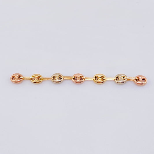 Charm Retazo GC 7 Links 0.74gr / 2 1/4 in / 4.2mm Three Golds 18K