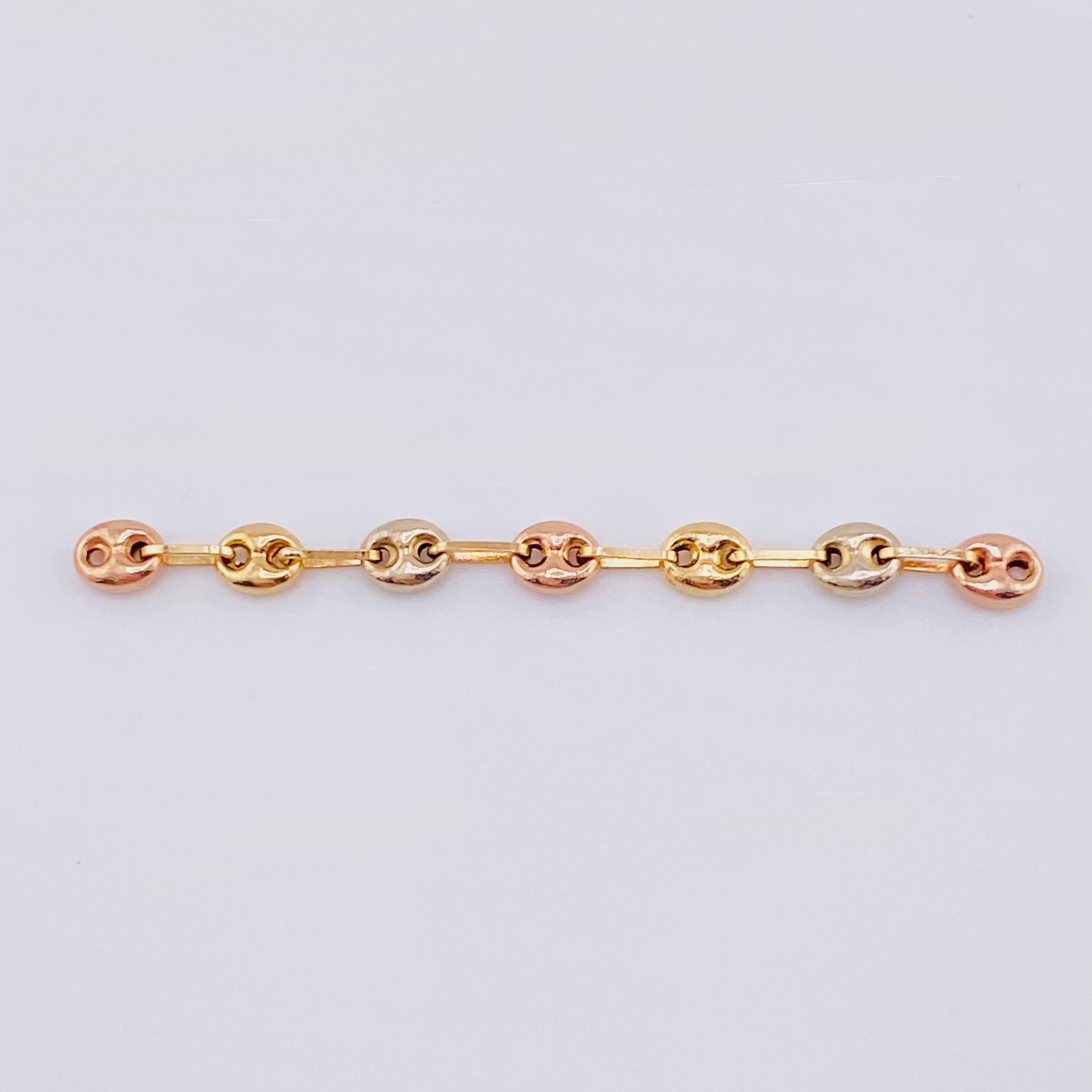 Charm Retazo GC 7 Links 0.65gr / 2 in / 4.2mm Three Golds 18K ©
