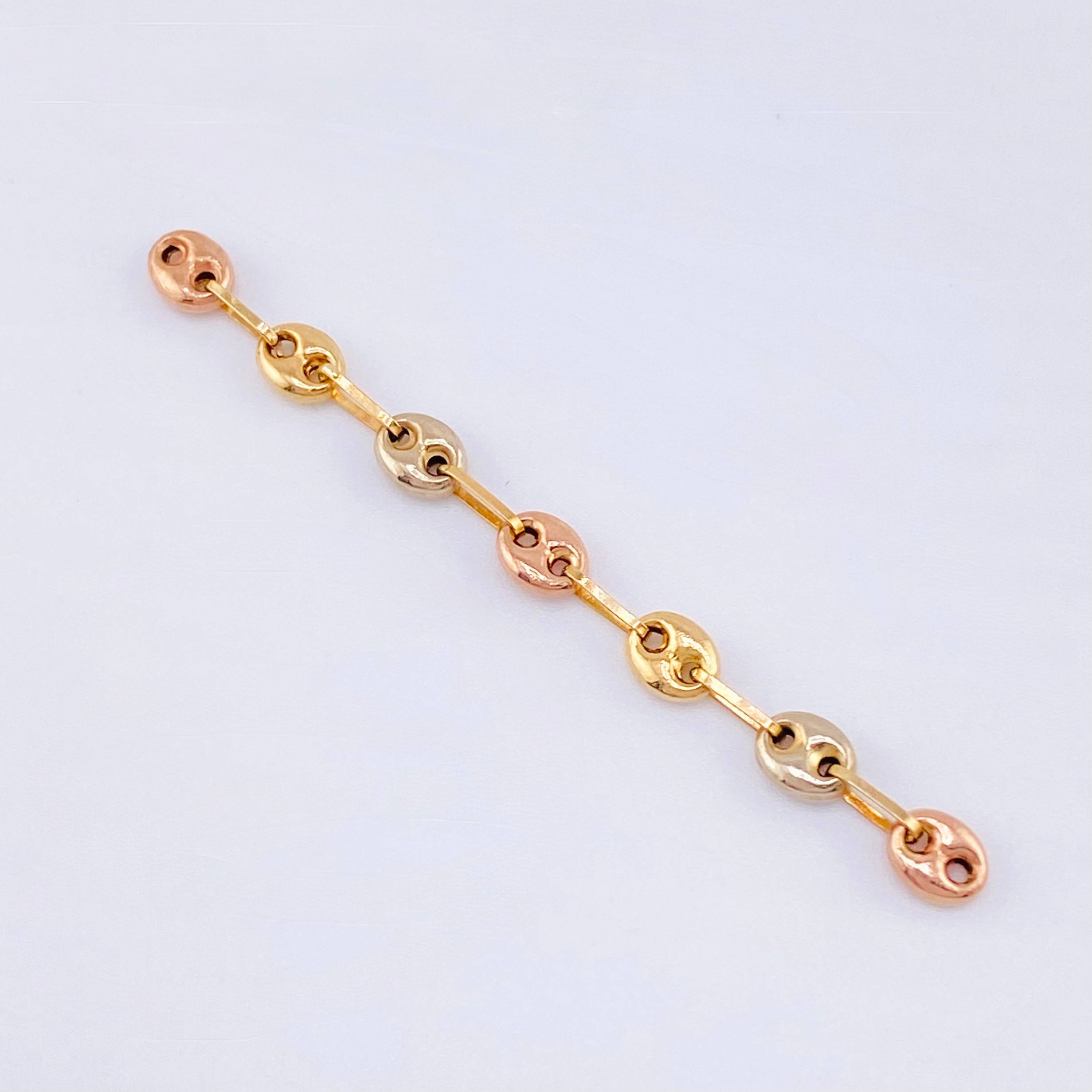 Charm Retazo GC 7 Links 0.65gr / 2 in / 4.2mm Three Golds 18K ©