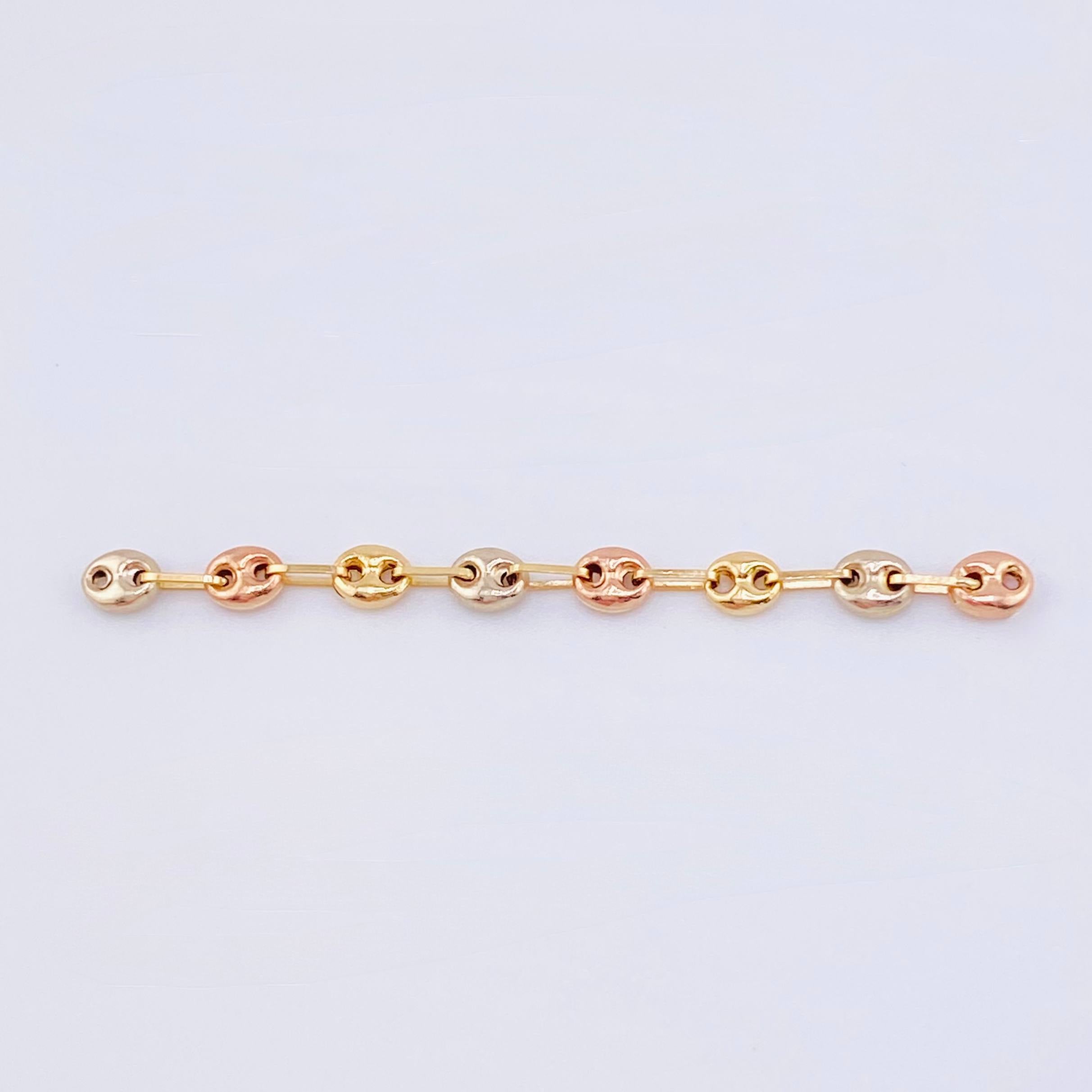 Herraje Retazo GC 8 Eslabones 0.85gr / 2 1/2 in / 4.2mm Tres Oros 18K