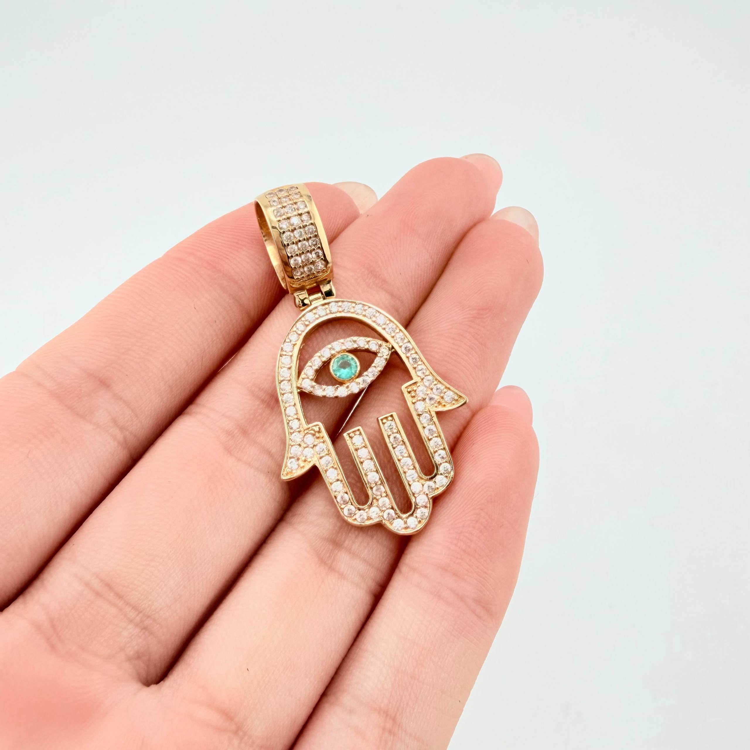 Hamsa Hand Pendant 5.05gr / 1 1/2 in / Yellow Gold 18K ©