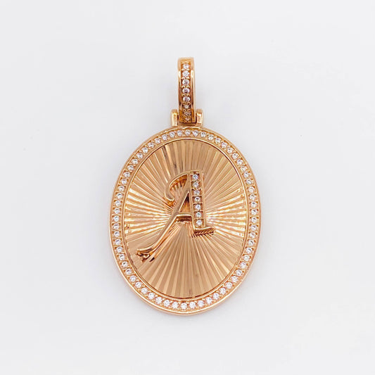 Letter A Pendant with Oval Frame 5.95gr / 1 1/2 in / Rose Gold 18K ©