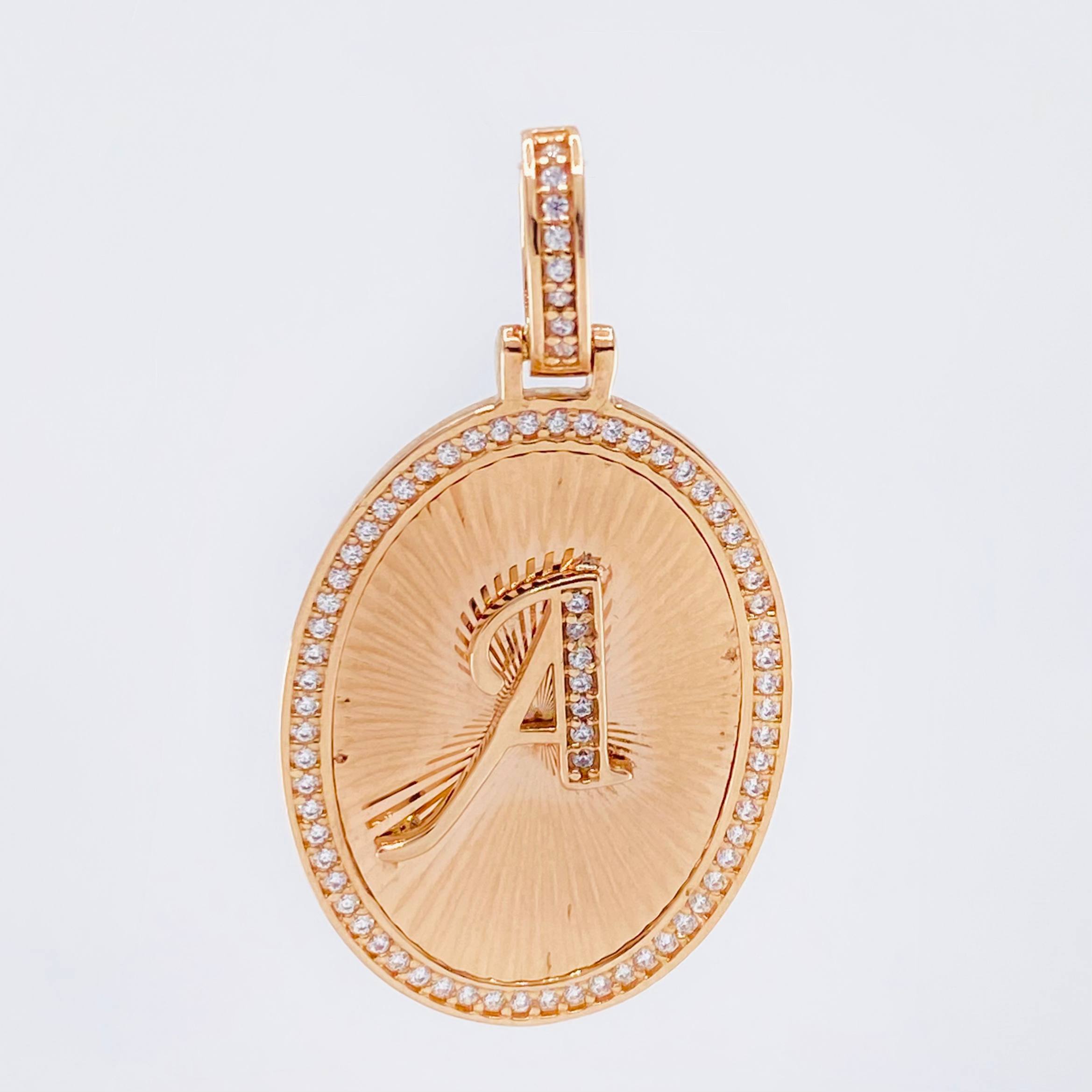 Letter A Pendant with Oval Frame 5.95gr / 1 1/2 in / Rose Gold 18K ©
