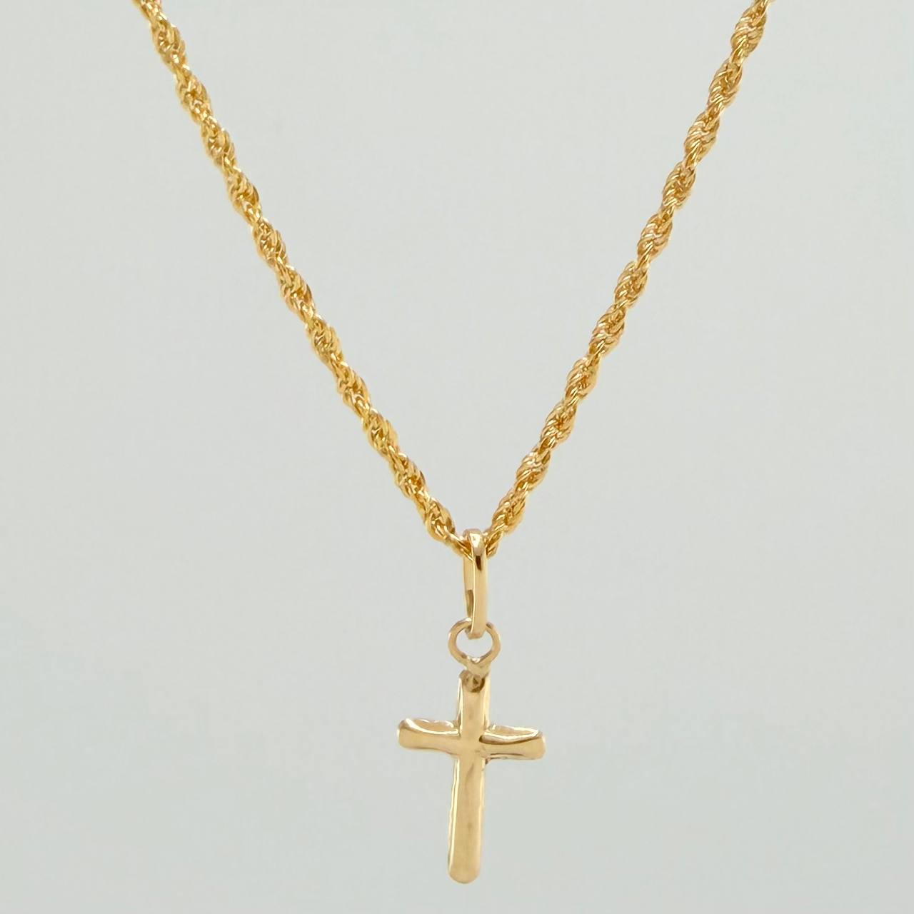 Set Cadena y Dije Lazo + Cruz 1.2gr / 19 3/4 in / 1.12mm Oro Amarillo 18K $
