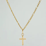Set Cadena y Dije Figaro + Cruz 1.4gr / 19 3/4 in / 1.25mm Oro Amarillo 18K $