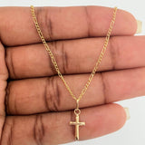 Set Cadena y Dije Figaro + Cruz 1.4gr / 19 3/4 in / 1.25mm Oro Amarillo 18K $
