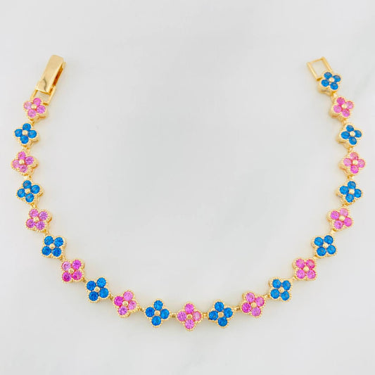 Pulso Flores 11g / 6 3/4 in / 6mm Oro Amarillo 18K
