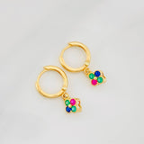 Hoop Earrings Flowers 2.2g / 3/4 in 18K Yellow Gold