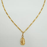 Set Cadena y Dije Figaro + Virgen Guadalupe 1.7gr / 19 3/4 in / 1.37mm Oro Amarillo 18K $