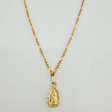 Set Cadena y Dije Figaro + Virgen Guadalupe 1.4gr / 19 3/4 in / 1.22mm Oro Amarillo 18K $
