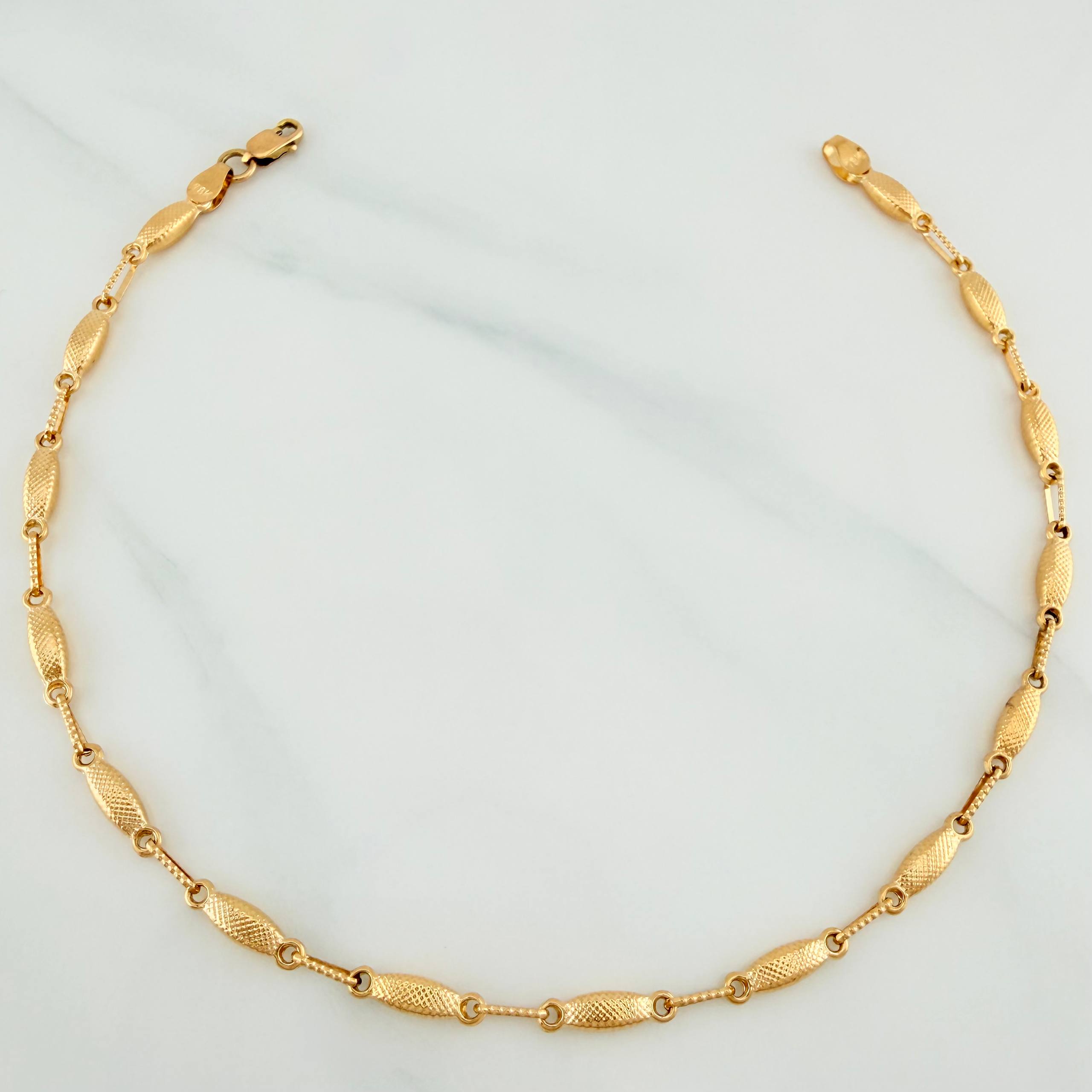 Rustic Link Anklet 4.6 g / 10 1/4 in / 3.25 mm 18K Yellow Gold