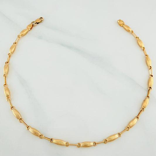 Tobillera Rustica Eslabon 4.6 g / 10 1/4 in / 3.25 mm Oro Amarillo 18K