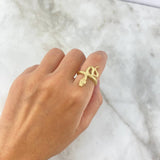 Snake Ring 5.25gr / T6 1/4 / Black Zircons Yellow Gold