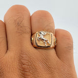 Anillo Herradura Caballo 6.8gr / T11 / Dos Oros Blanco Rosa 18K $