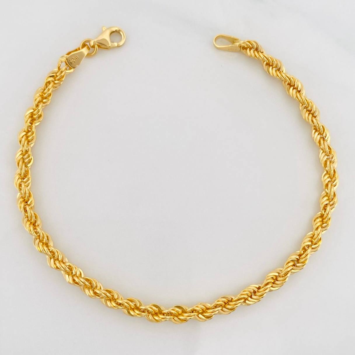 Rope Bracelet 2.75g / 7 in / 3.63mm Yellow Gold 18K