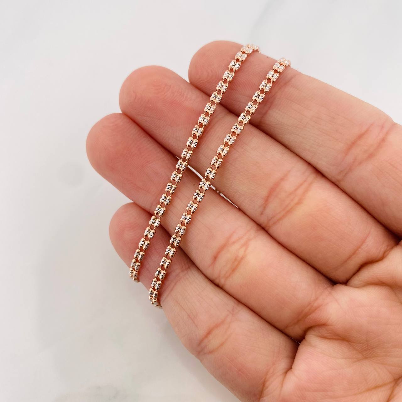 Ice Chain 6.2g / 18 in / 2.3mm Two-Tone White and Rose Gold 18K