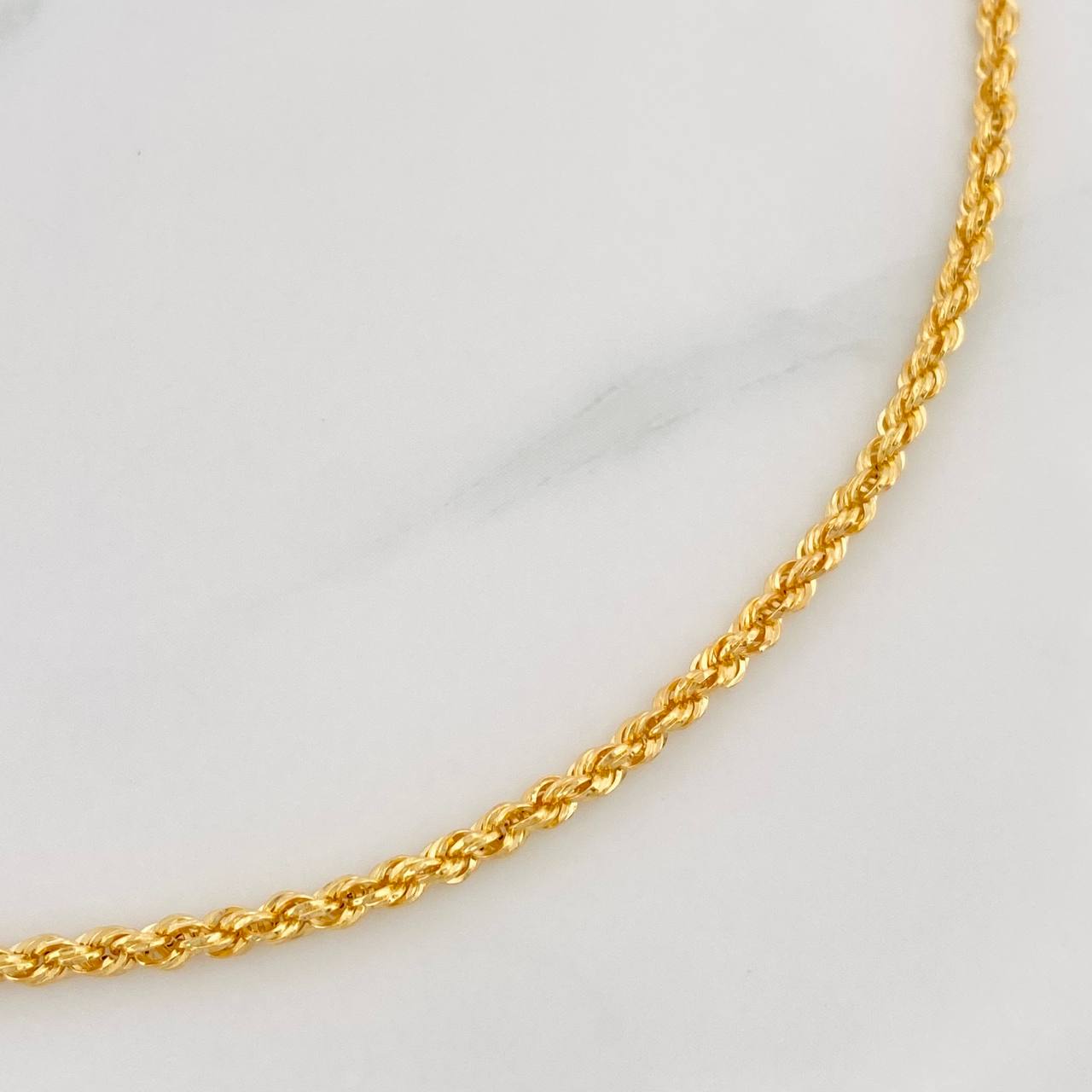 Rope Anklet 1.45g / 9 1/2 in / 2.05mm Yellow Gold 18K
