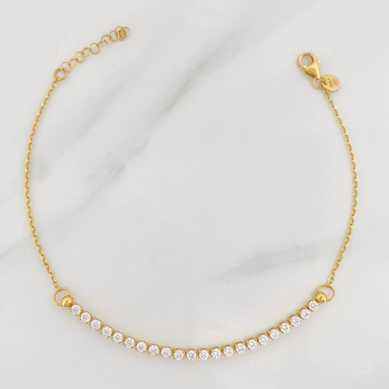 Pulso Modulable Tennis Aro Seguido 1.9g / 7 1/2 in - 6 3/4 in / 2.05mm Oro Amarillo 18K