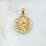Dije Medalla Letra C 4.5gr / 3.1cm / Circones Blancos Oro Amarillo 18K *