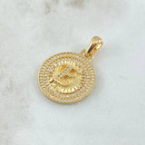 Pendant Letter E Medal 4.3gr / 3.1cm / White Zircons 18K Yellow Gold *