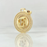 Pendant Letter E Medal 4.3gr / 3.1cm / White Zircons 18K Yellow Gold *