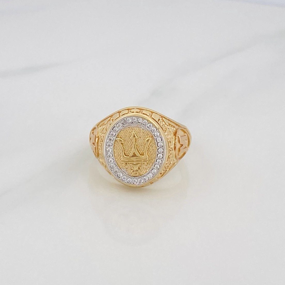 Anillo Cetro 8.5g / T9 3/4 Dos Oros Amarillo Blanco 18K