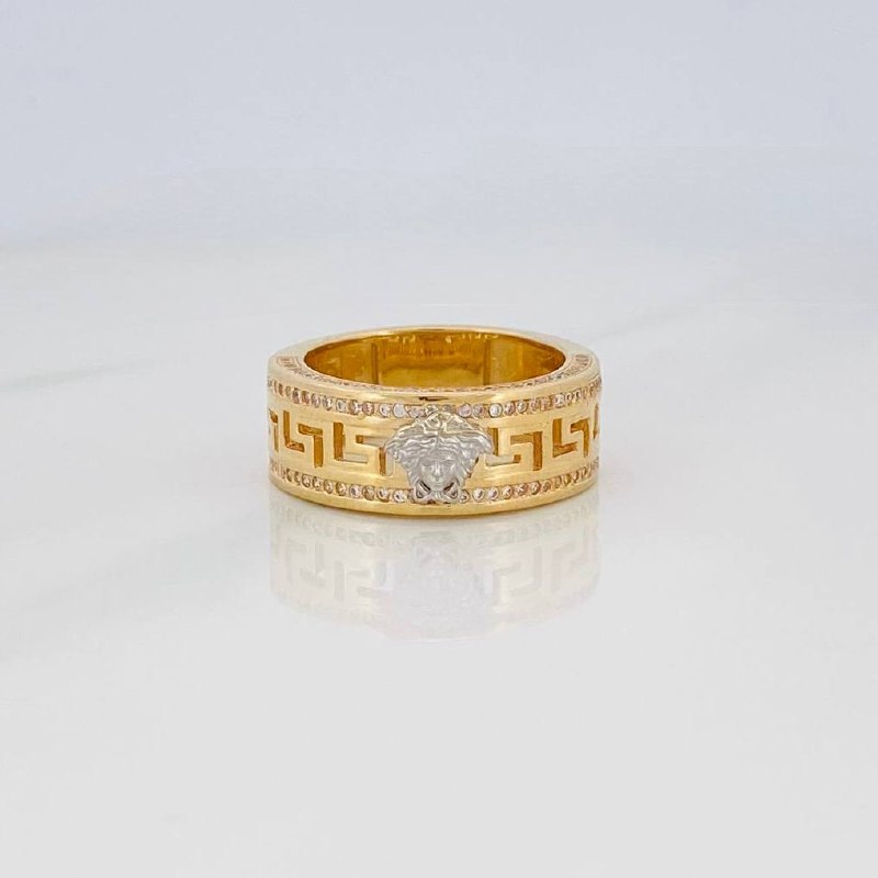 Medusa Ring 13.7g / Size 10 3/4 Two-Tone Yellow White Gold 18K
