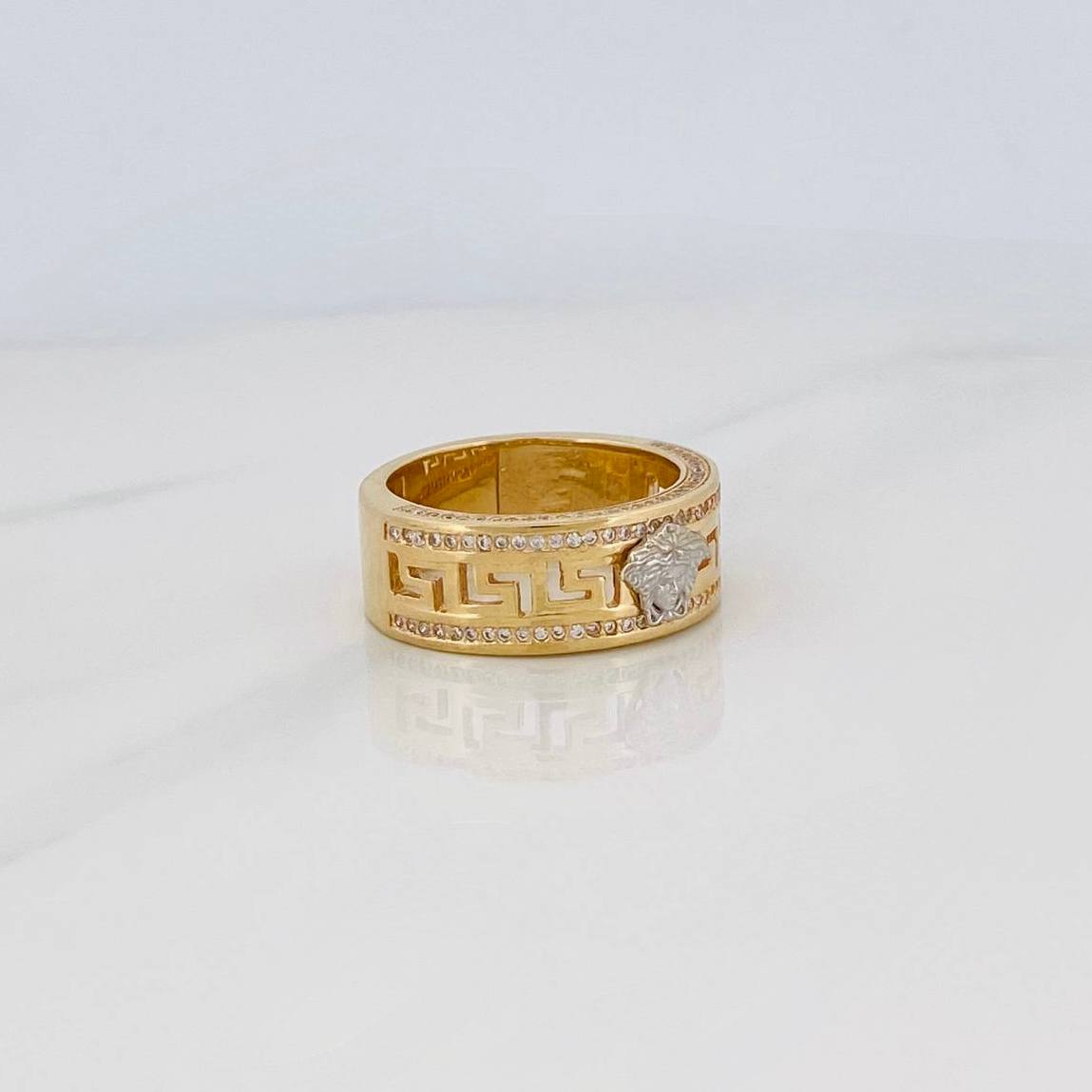 Medusa Ring 13.7g / Size 10 3/4 Two-Tone Yellow White Gold 18K