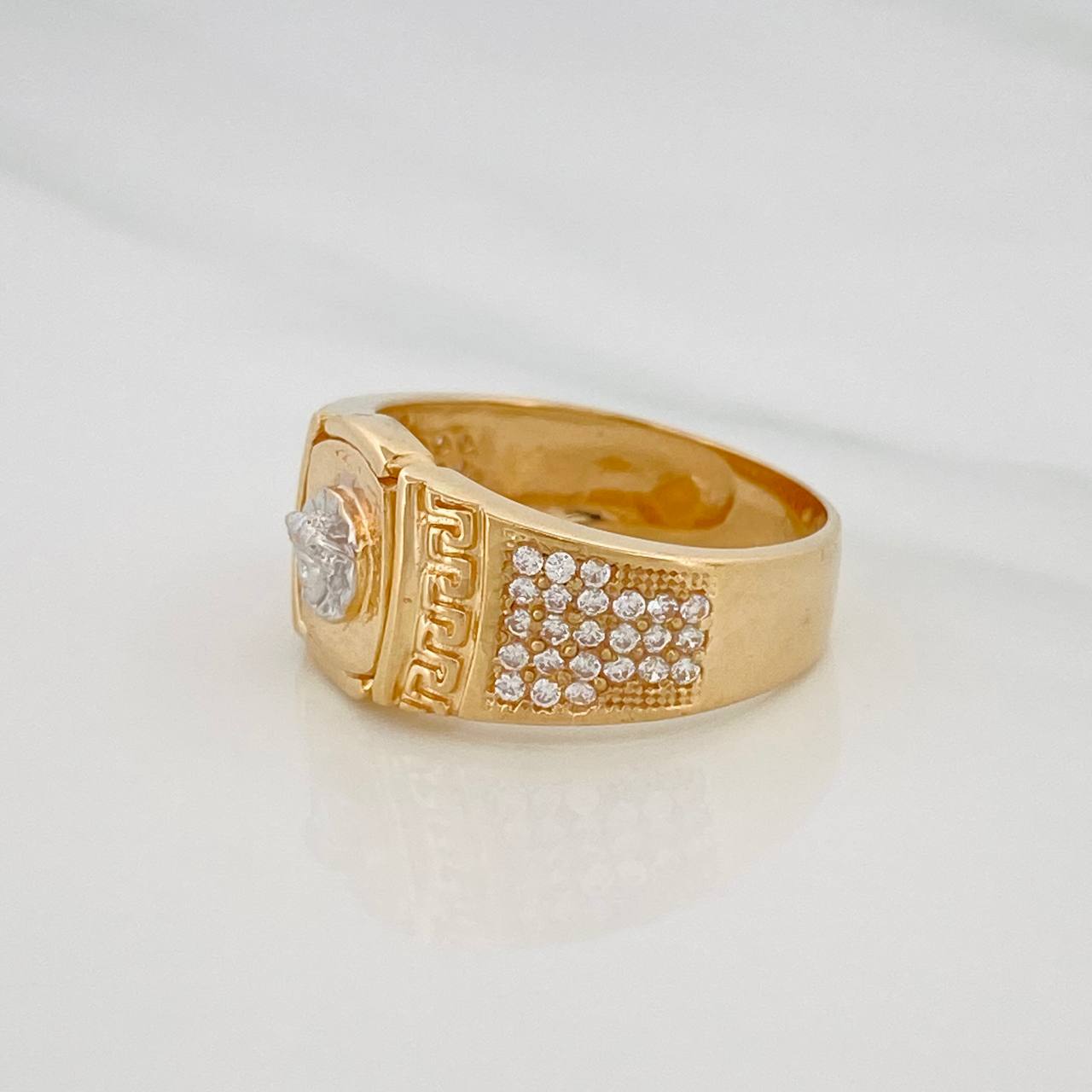 Anillo Medusa 8.35g / T10 1/4 Dos Oros Amarillo Blanco 18K