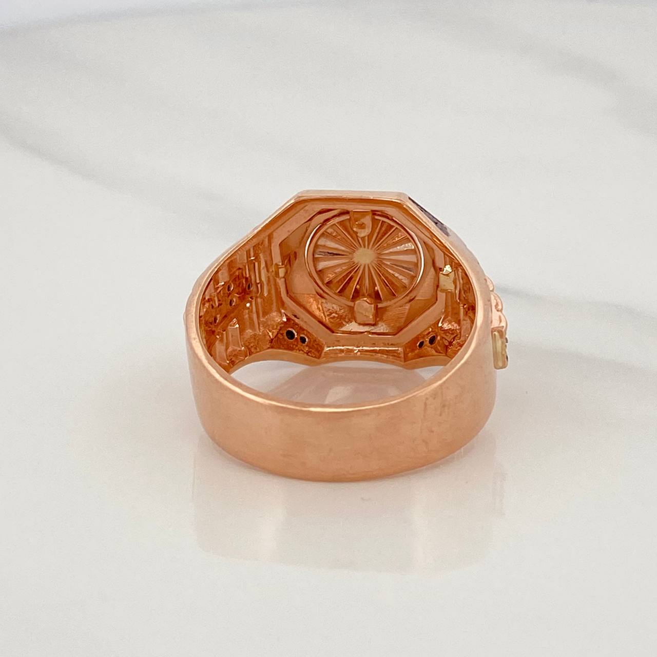 Anillo Corona 9.65g / T10 3/4 Dos Oros Negro Rosa 18K