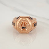 Anillo Corona 9.65g / T10 3/4 Dos Oros Negro Rosa 18K