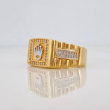 Anillo Corona 8g / T10 3/4 Dos Oros Amarillo Blanco 18K