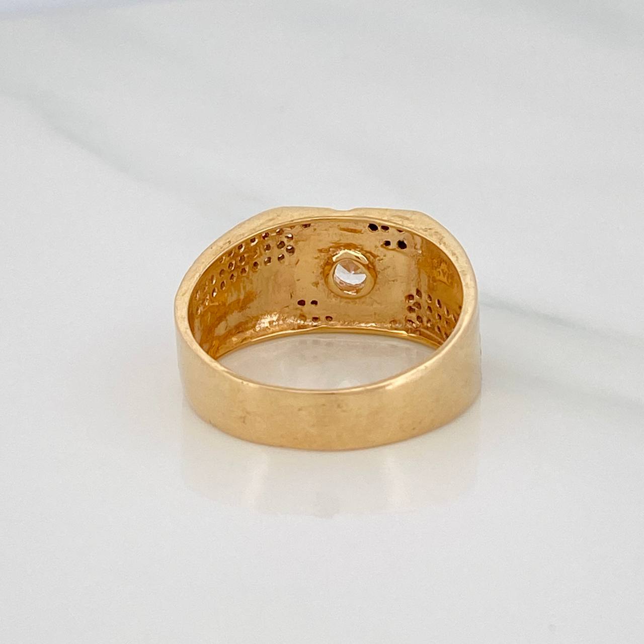 Anillo Rombo 8.1g / T10 1/2 Dos Oros Negro Amarillo 18K