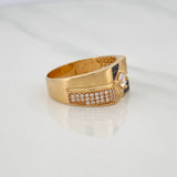 Anillo Rombo 8.1g / T10 1/2 Dos Oros Negro Amarillo 18K