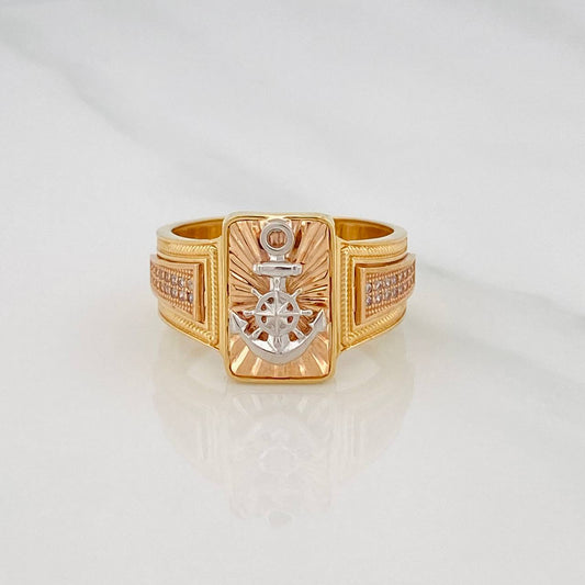 Anillo Ancla 8.1g / T10 1/2 Tres Oros 18K