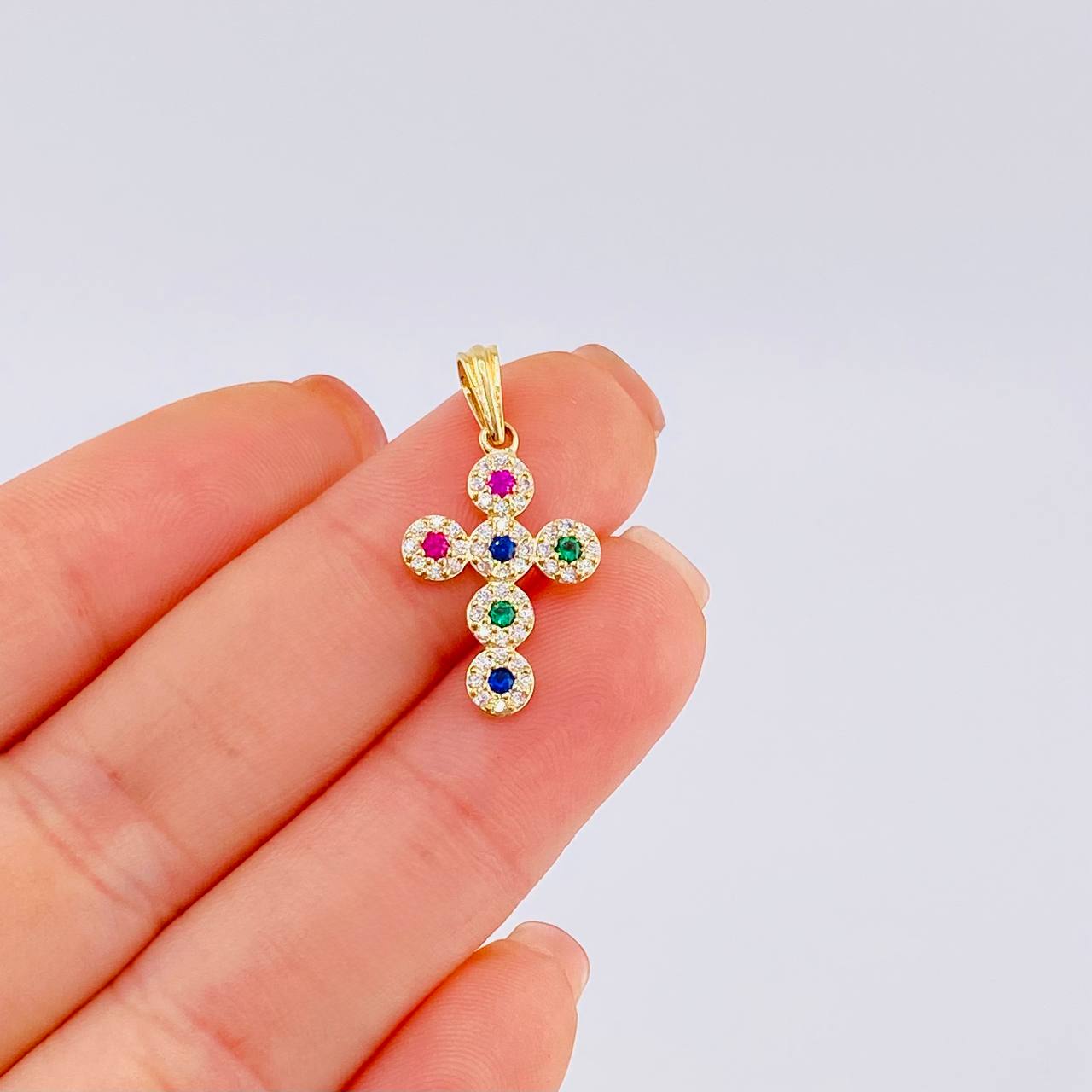 Pendant Dense Cross 1.5 g / 2.5 cm Yellow Gold 18K