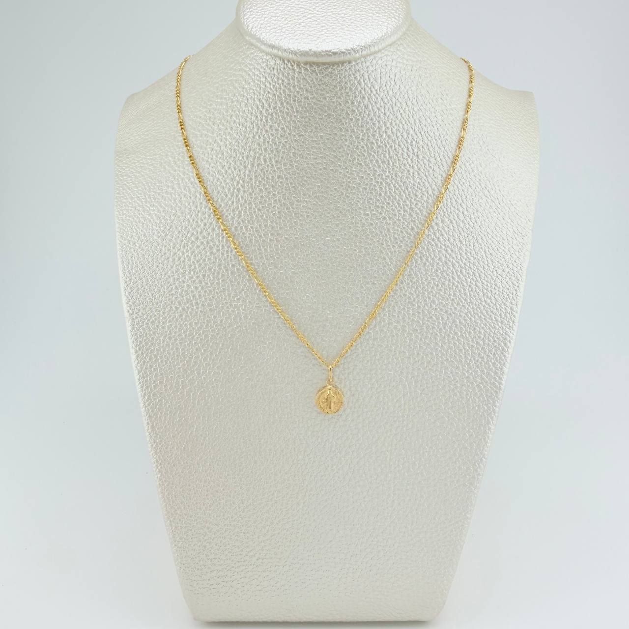 Set Cadena y Dije Figaro + San Benito 1.85gr / 19 3/4 in / 1.27mm Oro Amarillo 18K $